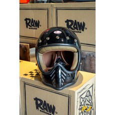 P&J 捷寶 RAW 復古越野全罩式安全帽 亮黑色, 1個, L