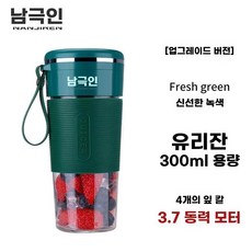 휴대용믹서기 300ml 이중칼날 블루 충전식 믹서텀블러 스텐304, 1, D.업그레이드버전네잎잎에메랄드그린
