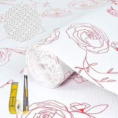 주방 캐비닛용 선반 라이너 비접착식 서랍 라이너 미끄럼 방지 두꺼운 선반 라이너 종이 강력하고 쉬운 세척 공구 상자 냉장고용 칼과 줄자 골드 화살표 30 x 1., White/Red Floral