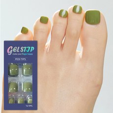 붙이는 패디팁 14tips 인조발톱 친환경 유연 TPU소재, 1개, 젤스팁패디/라지 10.그린