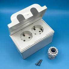 위너스 방우 가로 2구 콘센트 조립용 간편 세트(콘센트+PVC노출박스+이도피스+SFPK커넥터), 1개