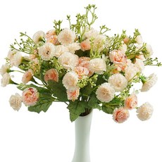 꽃병용 조화 부케 인조 라일락 실크 꽃 수국 장식 4묶음 인조 꽃꽂이 데이지 홈 웨딩 테이블 센터피스 꽃병 파티 야외 장식, 4개, 샴페인