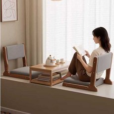 좌식 의자 허리편한 등받이 자세교정 다도의자, 조립불필요 접이식 / 딥그레이 + 내추럴우드