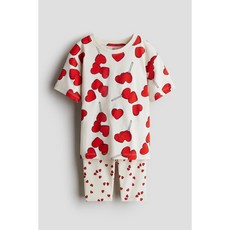 H&M 브랜드관 프린트 2피스 세트 라이트 베이지/하트 1238606013