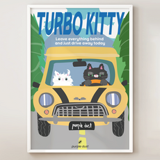 퍼플더스트 자동차 그림 고양이 포스터, 1.터보캣_A4, 포스터만