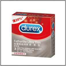 杜蕾斯 Fetherlite Ultra Thin 超薄裝 衛生套 薄20% 升級淨味配方, 1個, 3片