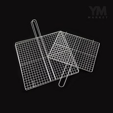 YM 사각 양면석쇠 캠핑스텐석쇠, 소, 1개