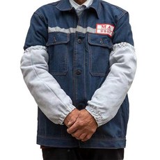 優選 牛皮套袖勞保電焊套袖加長加厚耐磨防燙焊工套袖加長款電焊防火星 副廠商品, 1個, 灰色套裝 一雙裝加長加厚牛皮套袖