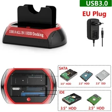 2.5 인치 SATA IDE HDD SSD 리더 듀얼 슬롯 외부 디스크 박스 인클로저 Sata-Usb 어댑터 용 하드 드라이브, 20 21 USB3.0 EU Plug