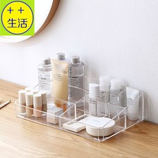 透明化妝品保養品口紅架 多格桌面壓克力收納盒, 1個, 透明
