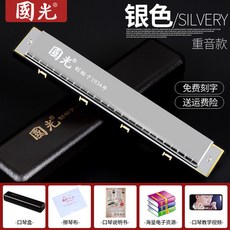 【開發票/統編】國光 24孔/28孔複音口琴 C調 入門演奏, 1個, 【初學款】24孔重音C調-銀色