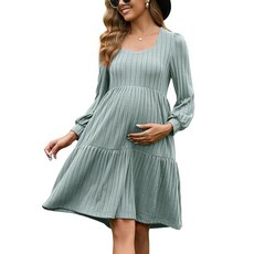 GINKANA 여성용 임산부 스웨터 드레스 스퀘어넥 긴소매 가을 캐주얼 임산부 베이비돌 니트 드레스 포켓 포함 캐러멜. XXL