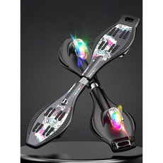 스네이크보드 에스보드 소형 스케이트 led 바퀴 롤러, 1개, 9. 알루미늄-스컬 블랙 선물팩