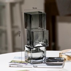 유리 화병 꽃병 투명 꽃꽂이 인테리어 디자인 장식, 927 블록 스모키 그레이