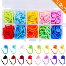 KOV 바늘 클립 상자 크로 플라스틱 작은 다채로운 마커 액세서리 혼합 뜨개질, 150pcs