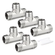 TAISHER 304 스테인리스 스틸 티 파이프 피팅 5개 1cm(3/8인치) x NPT 수 피팅_137275