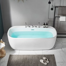 傢用浴缸獨立式情侶恆溫亞剋力雙人一體成人民宿浴盆衝浪按摩浴缸浴缸 雙人浴缸 單人浴缸 泡澡浴缸 亞剋力, 1個, 五件套配置,1.5米
