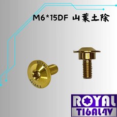 ROYAL 鈦合金 M6*15DF 勁戰/SMAX/FORCE 前土除專用螺絲 土豪金, 1個