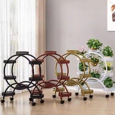 베란다 화분정리대 바퀴 달린 화분랙 원형 홈인테리어 화이트 4단+바퀴, 화이트 6단+바퀴