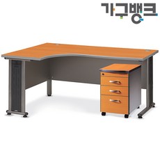 가구뱅크 OA 책상세트 (L퍼즐책상1600+이동서랍) 사무용책상 사무실책상 ㄱ자책상 L자책상 수납장 서랍장, (L퍼즐1600+서랍)월넛좌