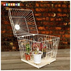 DecoBox 刷白鍛鐵鳥籠花架，適用於盆景與多肉植物, 詳見包裝, 詳見包裝