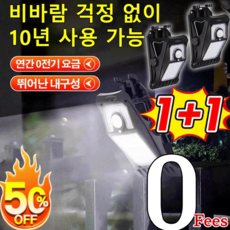 1+1【1년 전기료 0원】스마트 감지 태양광 클립등【평생 보증】집게 식 태양광 정원등 센서등 방수 방폭 이동 가능 벽부등, [50% 할인] 2개