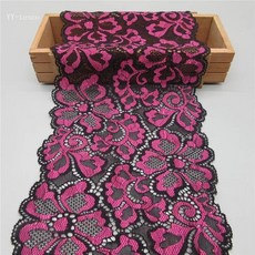 와이드 탄성 레이스 리본 자수 나이지리아 아프리카 패브릭 바느질 웨딩용 흰색 트리밍 야드, 5. ROSE, 1개