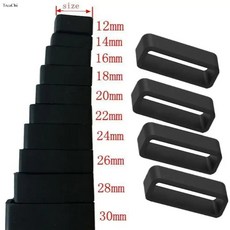 고무 시계 홀더 실리콘 26 루프 스트랩 블랙 로커 밴드 30MM 액세서리 22 12 16 20 4PCS 28 14 18 24, 검정색, 26mm