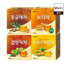 담터 침출차 티백 100T 4종(보리차+결명자+둥글레차+옥수수수염차) 총400T, 120g, 4개