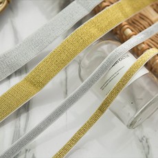 탄력 고무줄 소매 허리 고무밴드 골드 실버펄 부자재, 1cm, 실버, 1개