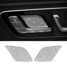 HHLOU 2피스 블링 소프트 고무 타입 내부 도어 핸들 스티커 액세서리 메르세데스 벤츠 C/E/GLC/S/EQE/EQS 도어 핸들 볼 커버 내부 트림 스티커 데칼. (2), 2