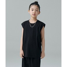 무신사 스탠다드 MUSINSA STANDARD KIDS 오버사이즈 크루 넥 슬리브리스 탑 [블랙] MKDTP5K09-BK 418560