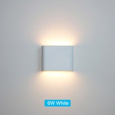 6W12W 방수 야외실내 LED 벽 조명 현대 미니멀 벽 램프 발코니 베란다 정원 및 침실 장식, [00] White Body, [00] 쿨화이트(5500-7000K), [00] 6W