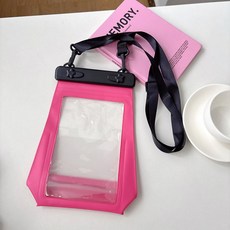 簡約純色防水腰包大容量可觸屏手機防水袋收納包可斜挎掛脖全封閉, 大容量腰包 梅紅色+純色掛, 1個