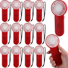 Party greeting 12피스 거미줄 미니 팬 스파이더 테마 휴대용 팬 벌크 거미줄 휴대용 팬 세트 거미줄 개인 팬 랜야드 포함 생일 여름 야외 활동용 배터리 미포함, 01Spider