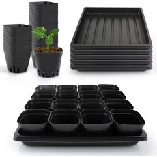 Mlhezy 80Pcs 2.5인치 정사각형 묘목 화분 5Pcs 씨앗 시작 트레이 스타터 트레이 키트 발아 시작 배수구가 있는 작은 식물 번식, 3.5Inch