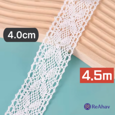 레아하브 벨라니아 레이스천 리본끈 밑단원단 4.0cmx4.5M, 1개, 화이트