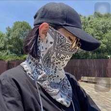 防曬面罩 防曬面罩男款夏季戶外騎行摩托車面巾男士潮冰絲面紗透氣電動車, 腰果花面罩【白色】, 1個