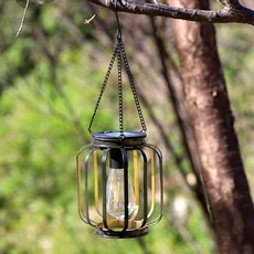 鏤空太陽能LED鐵網燈 戶外裝飾防水庭院燈, 柱狀扁條小吊燈