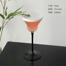 玻璃杯 高腳玻璃杯 茶酒杯 雞尾酒杯 聞香杯 調酒杯 飲品杯, 1個, 直腳瑪格麗特杯-黑杆 180ml