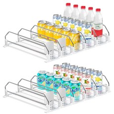 냉장고 음료 정리함 10줄 셀프 소다 푸시 디스펜서 50캔 보관 2팩 세트, 10 Rows