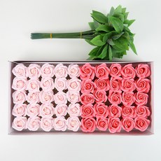 DIY 장미 비누꽃 50송이, 1개, 라이트핑크&베리핑크