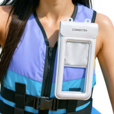 커넥티아 흠뻑쇼 워터파크 착붙 4중 잠금 핸드폰 스마트폰 방수팩 + 부착밴드, 1세트, 화이트