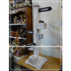 House傢飾 zakka鄉村復古風WELCOME GARDEN路標指示多層次花盆展示架, 1個, 洗白