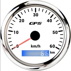 호환 범용 85MM GPS 속도계 게이지 7 색 LED 백라이트 오토바이 해양 보트 트럭 60 Kmh 200 Kmh 속도 게이지, [12] 0-60KMH-WS