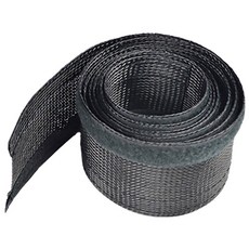 導線駭客 電線收納 環保阻燃 高彈性魔鬼氈網管套 20MM/2M, 黑色, 1捲