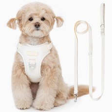 펫펫펫 강아지 하네스 + 리드줄 세트, 베이지, 1