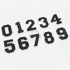 의류패치 열패치 옷패치 숫자 자수 검정, 1개