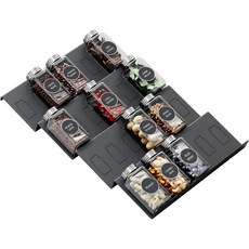 팜합 스파이스 서랍 정리함 4단계 확장 가능한 11.6인치에서 23.2인치 주방 서랍용 양념 랙 트레이 삽입 서랍카운터탑용, 4pcs, Black