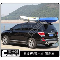 高雄歐士盟汽車門市 獨木舟/衝浪板/泡殼船專用固定座，高強度綑綁帶，車頂固定，安全穩固，適用多種車型, 1個